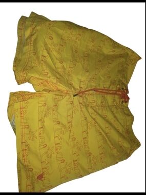 Men's Yellow Palm-Print Swim Trunks